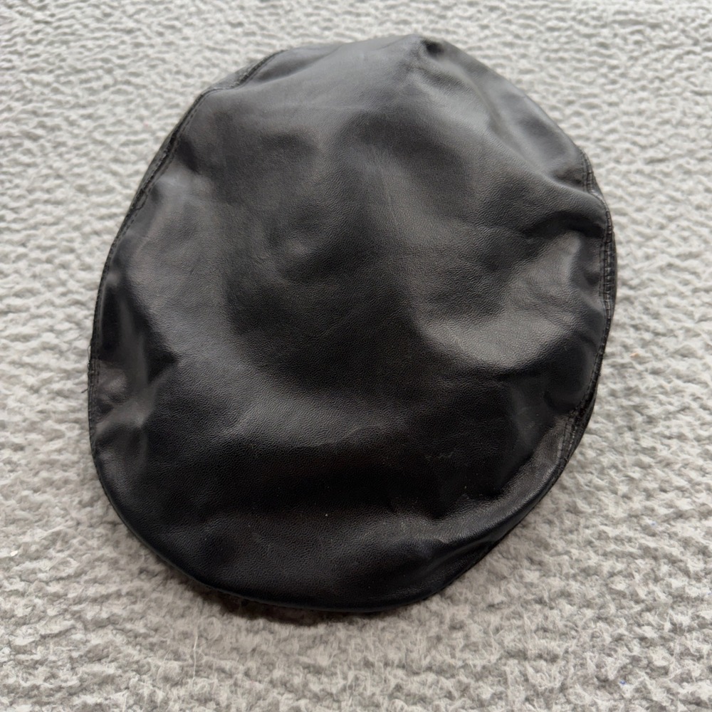 Leather Flat Cap Men Large Black Good USA Made Ivy Scally Hat - Picture 2 of 4